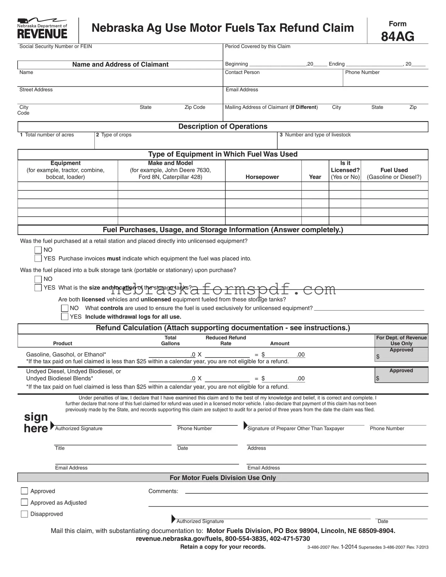 Fill a Valid 84Ag Nebraska Form