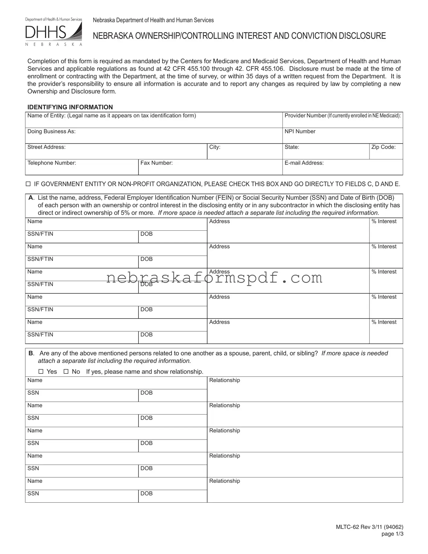 Fill a Valid Mltc 62 Nebraska Form