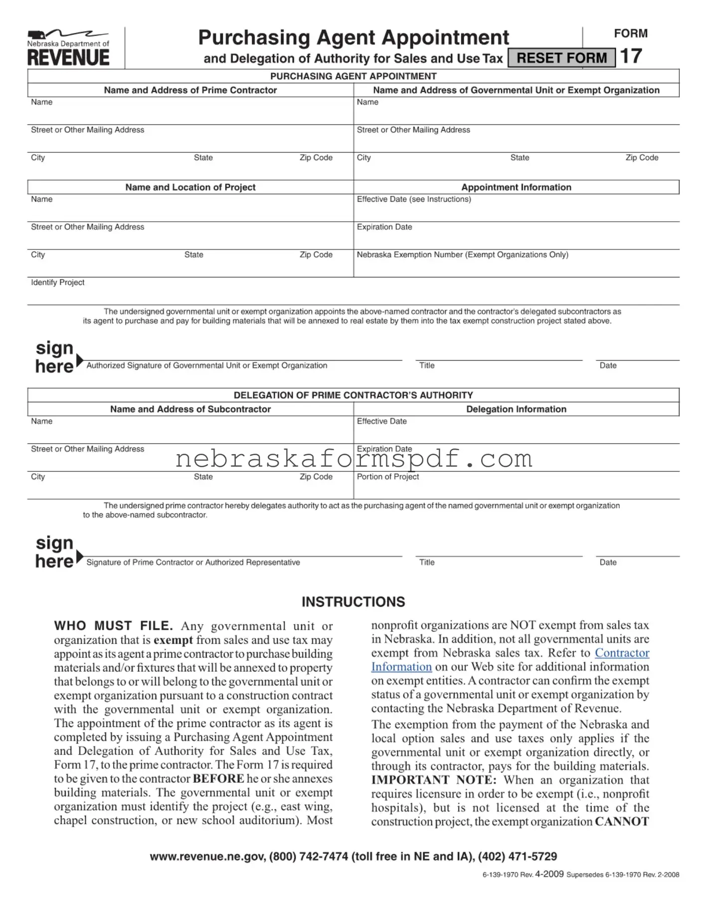 Fill a Valid Nebraska 17 Form