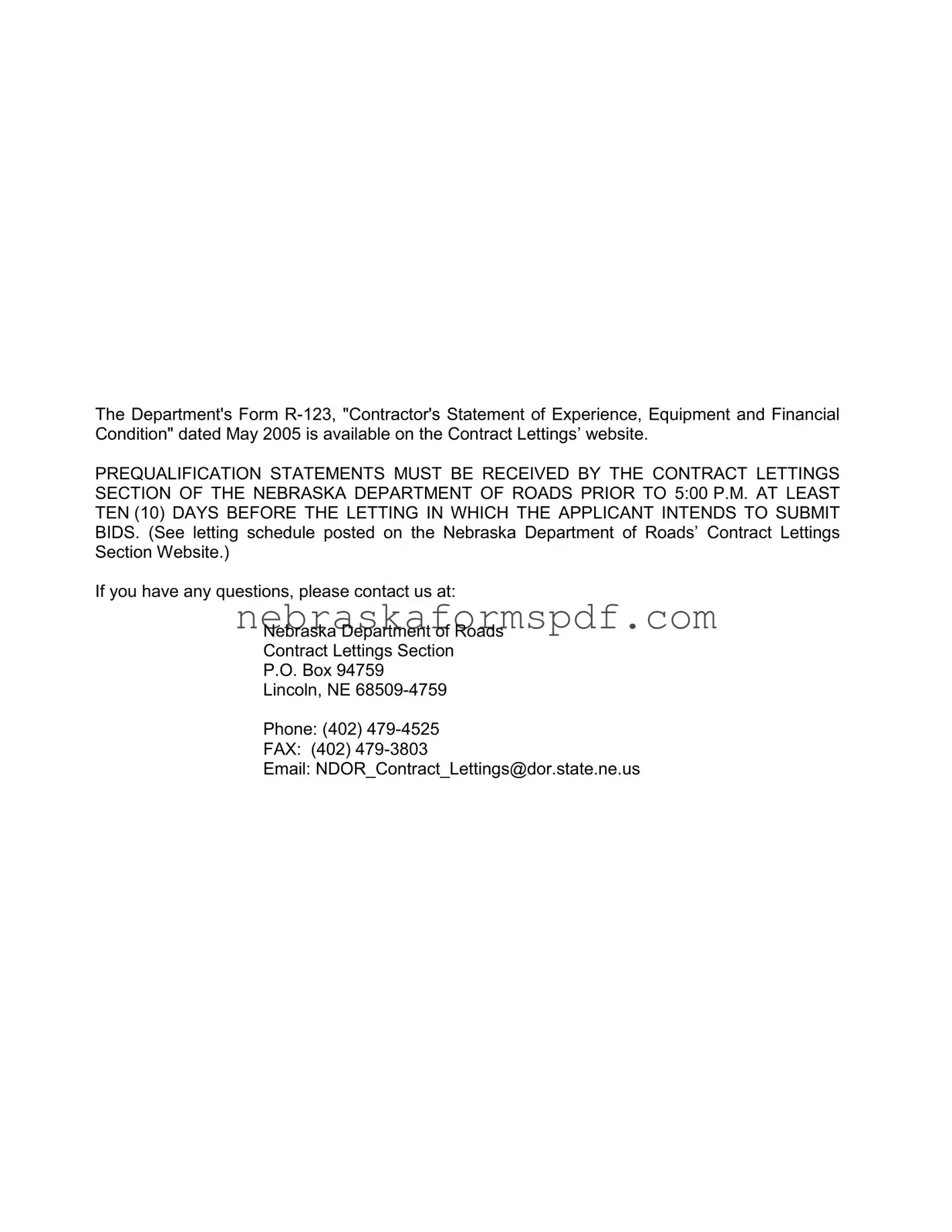 Fill a Valid Nebraska Department Of Roads Form