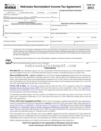 Fill a Valid Nebraska 12N Form