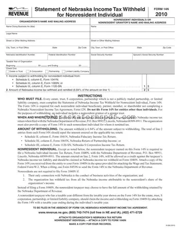 Fill a Valid Nebraska 14N Form