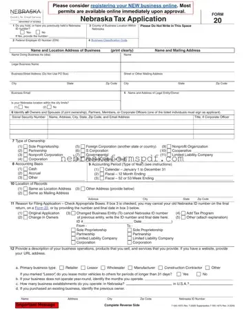 Fill a Valid Nebraska 20 Form