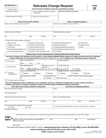 Fill a Valid Nebraska 22 Form