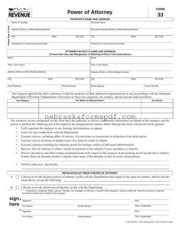 Fill a Valid Nebraska 33 Form