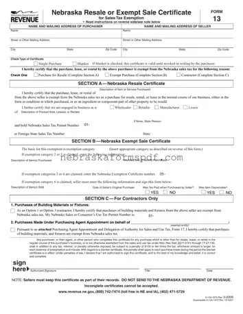 Fill a Valid Nebraska Sales Tax Form